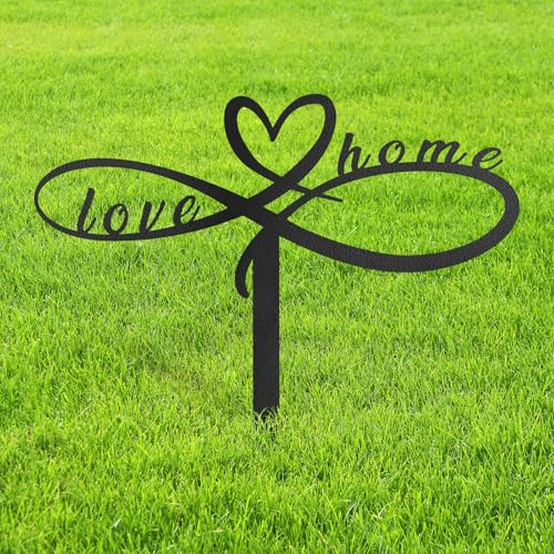 Metal Love and Home Garden Stake Decorative, Heart-Inspired Design Gifts Silhouette Statues for Yard Art, Outside, Patio, Outdoor Decor, Garden Decorations, Lawn Ornaments - 12" Black - color: STA04-2408-M04, size: 12" Black