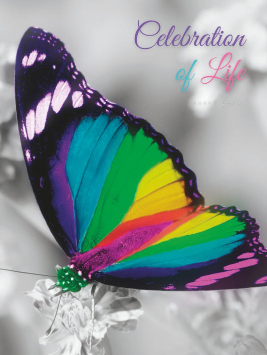 Celebration of Life Guest Book: Funeral Guest Book Memorial Service Guest Book In Loving Memory of Loved Ones | Condolence Remembrance Register Sign ... Colorful Butterfly (Premium Cream Paper)