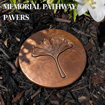Stepping Stones Outdoor Pathway – 10.8" Antique Bronze Ginkgo Garden Stone Outdoor Decorative – Grandma Mothers Day Gifts, Garden Memorial Stone for Loved Ones Outside, Backyard Walkway Pavers