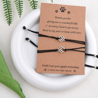 Pet Memorial Bracelet Adjustable Friendship Bracelets for Women Men Pet Sympathy Bracelet for Loss of Cat Dog Sympathy Gift Dog Cat Lovers Remembrance Gifts Matching Bracelets for 2 with Card