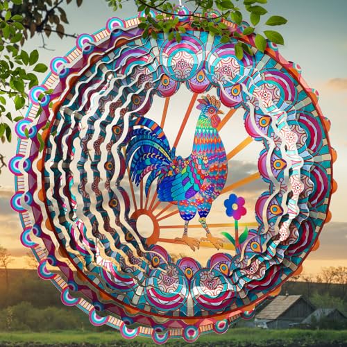 Rooster Wind Spinner - Chicken Gifts for Women Men Mother Father - color: Roster