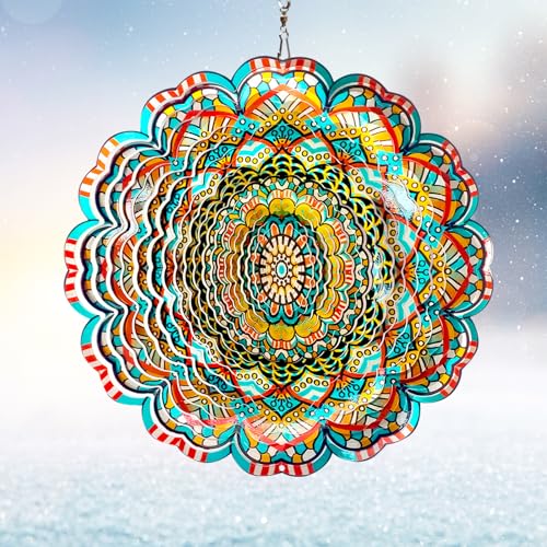Metal Wind Spinner, Lucky Star Mandala Wind Spinners - color: Mandala Lucky Star