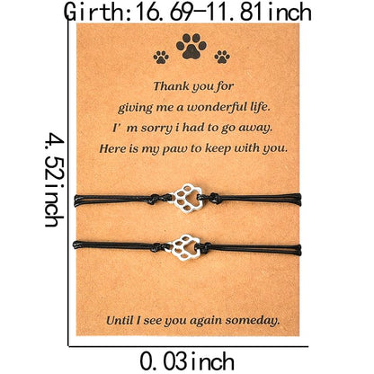 Loss of Dog Sympathy Gift Paw Bracelets Set of 2 Cat Remembrance Memorial Gifts Bereavement Gifts for Loss of Pet in Memory of Dog Bracelet for Dogs Owners Lovers Pet Sympathy Gift for Dogs Cats