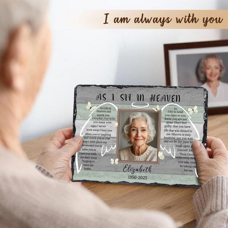 Personalized Memorial Picture Frame, Gifts for Loss of Loved One | Custom Photo & Name Sympathy Stone Frame, Customized Bereavement Condolence Gifts for Loss of Dad Mom Husband Wife Son - color: Style 1