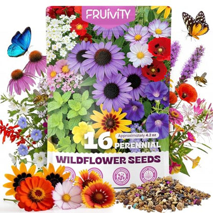 200,000+ Wildflower Seeds Bulk (4oz) – 16 Varieties Perennial & Annual Mix, Attract Bees, Butterflies & Hummingbirds, High Germination for Outdoor Pollinator Garden, Unique Gift for Mother, Women, Mom