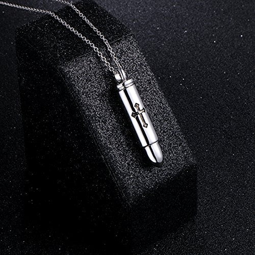 S925 Sterling Silver Urn Ashes Keepsake Cremation Memorial Necklace Jewelry - style: Cross