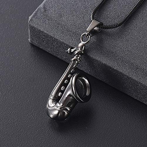 memorial jewelry Music Urn Saxophone Horn Chain Necklace Cremation Ash Keepsake Pendant - color: Gun