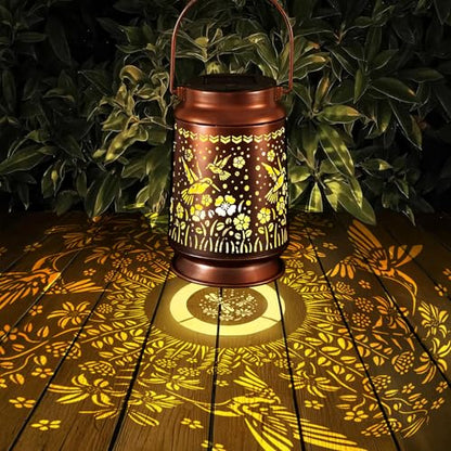 Solar Lanterns Outdoor Waterproof Gifts for Women Grandma Gifts | HanGing Solar Lantern for Mom Hummingbird Garden Decor Solar Hanging Lantern Metal for Patio Yard Festival Pathway Landscape - style: Hummingbird