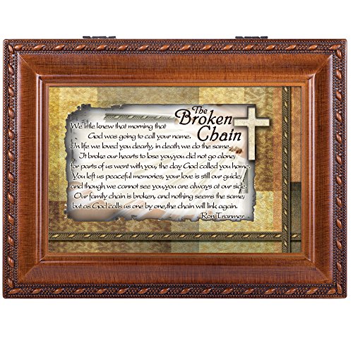 Cottage Garden The Broken Chain Inspirational Woodgrain Rope Trim Music Box Plays Amazing Grace