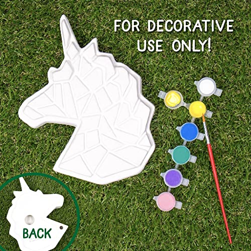 Creative Roots Mosaic Unicorn Stepping Stone, Includes 7-Inch Ceramic Stone & 6 Vibrant Paints, DIY Garden Stepping Stone Kit for Kids Ages 6+ - style: Unicorn