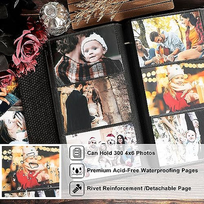 Ywlake Photo Album 4x6 300 Pockets, Leather Photo Albums Holds 300 Horizontal Only Pictures Grey - color: Grey, size: 300 Pockets