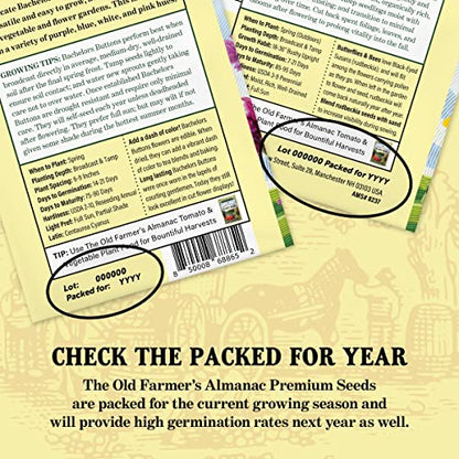 The Old Farmer's Almanac Premium Wildflower Seeds 23 Variety Pollinator Mix - Non-GMO, Open Pollinated - Columbine Cosmos Foxglove Larkspur Poppy Snapdragon Zinnia - Attracts Butterflies Bees Birds