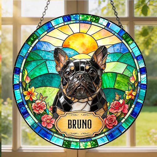 Custom Pet Portrait Suncatcher from Photo, Personalized Dog Cat Stained Glass Window Hanging Ornament, Rainbow Maker Garden Decor, Pet Loss Memorial Gift, Sympathy Remembrance Keepsake (Style 2) - color: Style 2