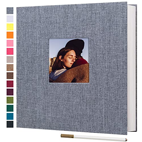 potricher Self Adhesive Photo Album 40 Pages, Linen cover, Gray | Photo Album Self Adhesive 4x6 5x7 8x10 Pictures, Linen Cover DIY Scrapbook Albums for Family, Wedding, Baby, Anniversary - color: Gray, size: 11x10.6 Inches 40 Pages
