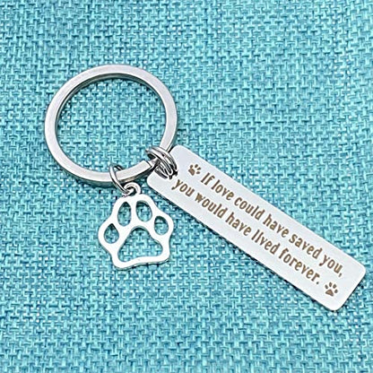 Pet Memorial Gift Keychain for Dogs Cats Loss Remembrance Jewelry Loss of Pet Sympathy Keyring If Love Could Have Saved You, You Would Have Lived Forever In Memory of Dog Keepsake Condolences Gift