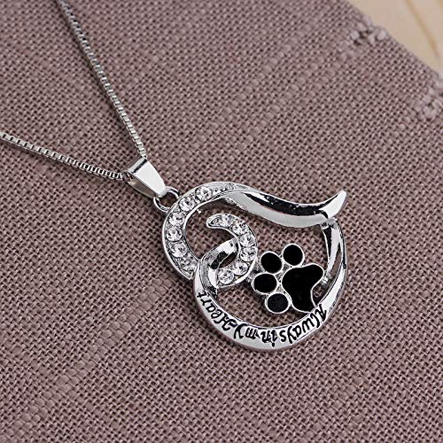 Pet Loss Sympathy Memorial Gift, Always in My Heart Pendant Necklace Jewelry for Loss of Pet Dog Cats Memorial Sympathy Keepsake Gifts for Women Men - size: Black