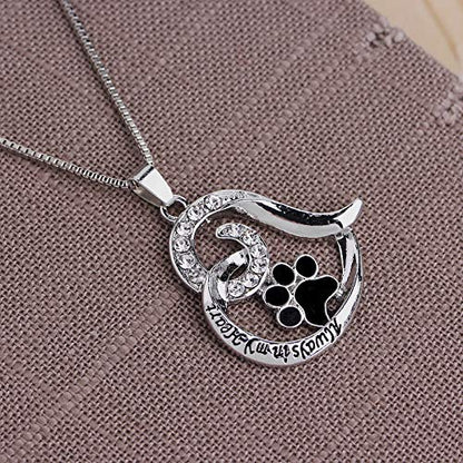 Pet Loss Sympathy Memorial Gift, Always in My Heart Pendant Necklace Jewelry for Loss of Pet Dog Cats Memorial Sympathy Keepsake Gifts for Women Men - size: Black