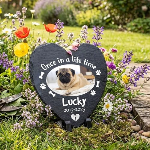 Customized Photo Pet Memorial Stone Dogs Cats Passing Away - color: Memorial 11