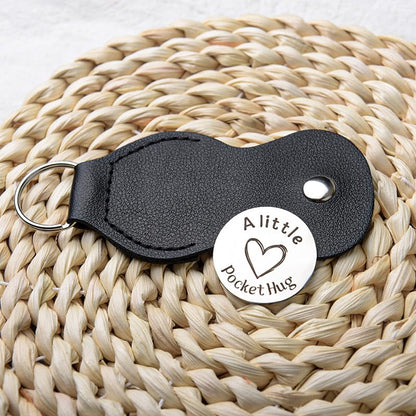 Pocket Hug Token for Women Mom Friend Birthday gifts for Her Him Long Distance Gifts for Men Dad Son Inspirational Keychain - color: Stepfather Dad