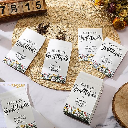 Colarr 100 Pack Wildflower Seed Packets Self Adhesive Thank You Seed Packets Rustic Floral Seeds Storage Pockets Kraft Envelopes for Coworker Baby Shower Wedding Gratitude Gift Office Party Favors