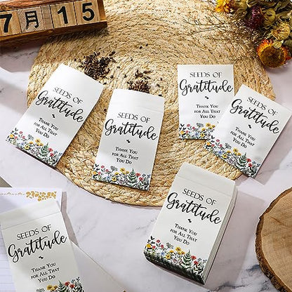 Colarr 100 Pack Wildflower Seed Packets Self Adhesive Thank You Seed Packets Rustic Floral Seeds Storage Pockets Kraft Envelopes for Coworker Baby Shower Wedding Gratitude Gift Office Party Favors