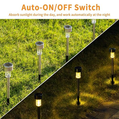GIGALUMI Outdoor Waterproof Solar Pathway Lights, 20 Pack Warm White - color: Warm White, size: 20 PACK