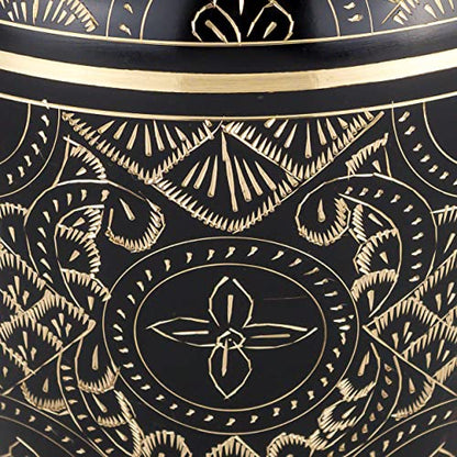 Black Elegance Brass Cremation Urn for Ashes, Brass, Black Urn, Adult Sized Cremation Urn, 9.25 Inches High