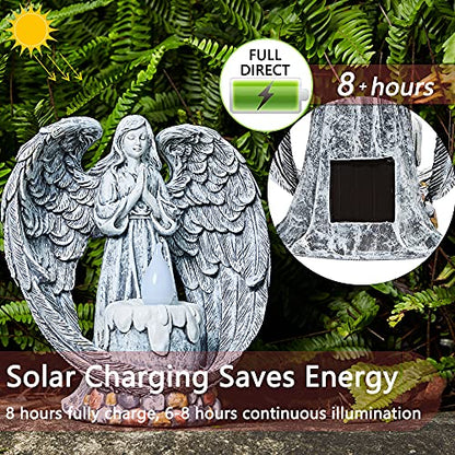 Angel Garden Statues Outdoor Cemetery Decorations for Grave Take The Cross Praying Wings Angel Figurine Cemetery Lights Patio Lawn Yard Porch Decorations 10.24 Inch - style: Praying Wings Angel