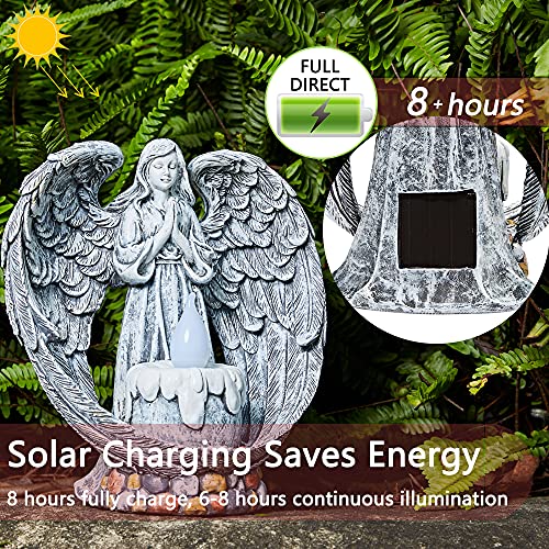 Angel Garden Statues Outdoor Cemetery Decorations for Grave Take The Cross Praying Wings Angel Figurine Cemetery Lights Patio Lawn Yard Porch Decorations 10.24 Inch - style: Praying Wings Angel