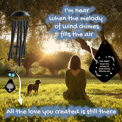 Memorial Wind Chimes for Loss of Loved One,32" Butterfly Sympathy Wind Chimes for Loss of Mother Father Son Daughter,Bereavement Condolence Remembrance Funeral Gifts for Loss of Mom Dad. | Soothing Sounds Design Gift