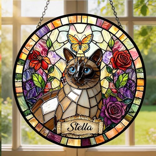 Custom Pet Portrait Suncatcher from Photo, Personalized Dog Cat Stained Glass Window Hanging Ornament, Rainbow Maker Garden Decor, Pet Loss Memorial Gift, Sympathy Remembrance Keepsake (Style 8) - color: Style 8