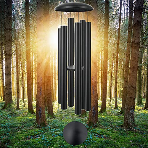 ASTARIN 60" Extra Large Wind Chimes Outside Black | Metal WindChimes with Deep Tone, Outdoor Bass Windchimes for Patio Balcony Garden Yard Decoration - size: 60" Black