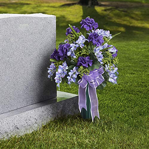 FloraCraft Plastic Cemetery Vase with Detachable Spike 3 Inch x 7 Inch Green