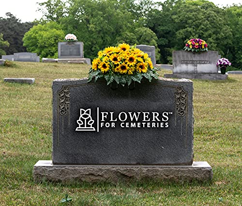 Sympathy Silks Artificial Cemetery Flowers - Grave Flowers for Cemetery - Yellow Sunflower Saddle for Headstone - size: 1 Saddle