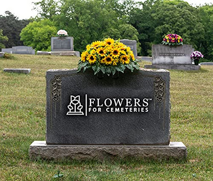 Sympathy Silks Artificial Cemetery Flowers - Grave Flowers for Cemetery - Yellow Sunflower Saddle for Headstone - size: 1 Saddle