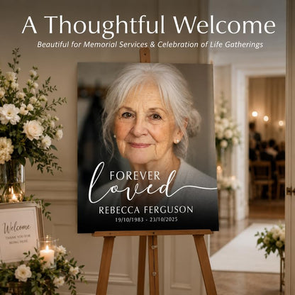 Personalized Forever Loved Memorial Sign with Photo for Funeral - color: Design 1