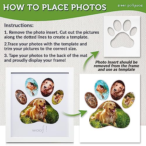 Green Pollywog 5-Opening Paw Print Collage Picture Frame, White - size: 5-Opening Paw Print Frame - White