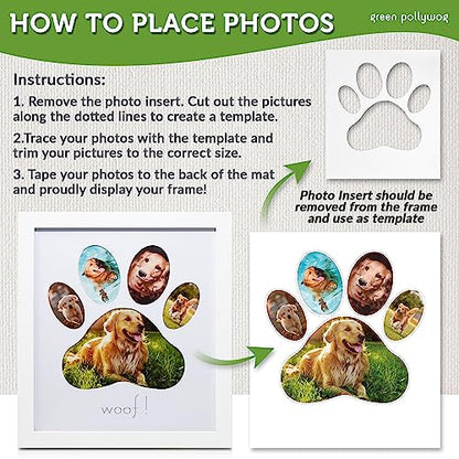 Green Pollywog 5-Opening Paw Print Collage Picture Frame, White - size: 5-Opening Paw Print Frame - White