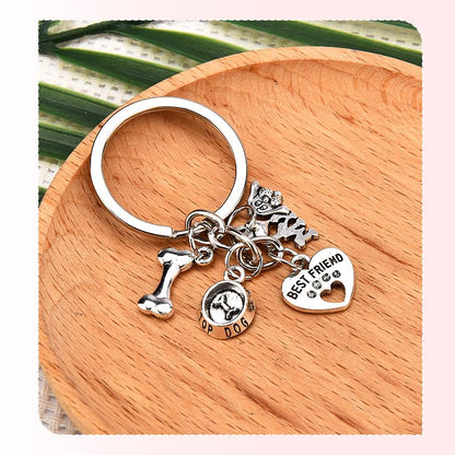 I Love My Dog Paw Print Keychain Pet Best Friend Puppy Bone Key Chain Charm for Dog Lovers Mom Dad Owners Birthday Christmas Gifts for Veterinarian Loss of Pet Memorial Sympathy Keyring Gift