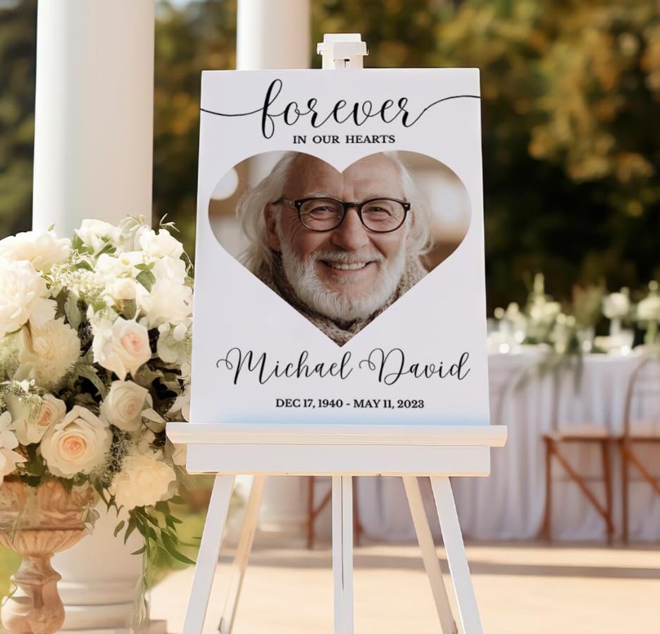 Personalized Memorial Welcome Sign, Funeral Welcome Sign with Photo, Heart Funeral Welcome Sign Template, Celebration of Life Memorial Poster, In Loving Memory Sign, In Loving Memory Photo Sign, Heart Funeral Sign