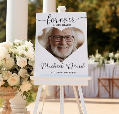 Personalized Memorial Welcome Sign, Funeral Welcome Sign with Photo, Heart Funeral Welcome Sign Template, Celebration of Life Memorial Poster, In Loving Memory Sign, In Loving Memory Photo Sign, Heart Funeral Sign