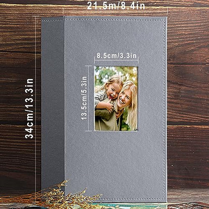 Ywlake Photo Album 4x6 300 Pockets, Leather Photo Albums Holds 300 Horizontal Only Pictures Grey - color: Grey, size: 300 Pockets