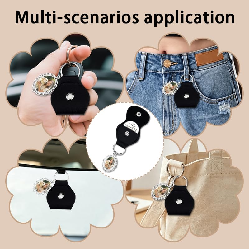 Custom Memorial Pocket Hug Coin with Photo Charm Keychain Sympathy Gifts | Memorial Gifts for Loss of Loved One, Bereavement Gift With Black Leather Keychain, Picture Frame Keychain, Handbag Bag Charm - color: Love Unseen