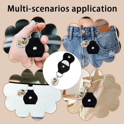 Custom Memorial Pocket Hug Coin with Photo Charm Keychain Sympathy Gifts | Memorial Gifts for Loss of Loved One, Bereavement Gift With Black Leather Keychain, Picture Frame Keychain, Handbag Bag Charm - color: Love Unseen