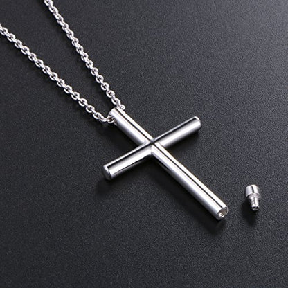S925 Sterling Silver Urn Ashes Keepsake Cremation Memorial Necklace Jewelry - style: Cross Urn.