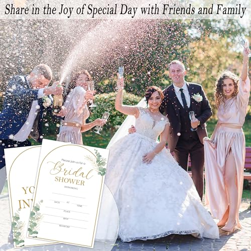 Bridal Shower Invitations, 25 Greenery Arch Invites with Envelopes for Bridal Shower Reception Engagement Party, Elegant Wedding Party Cards - B02 - style: Greenery Arch