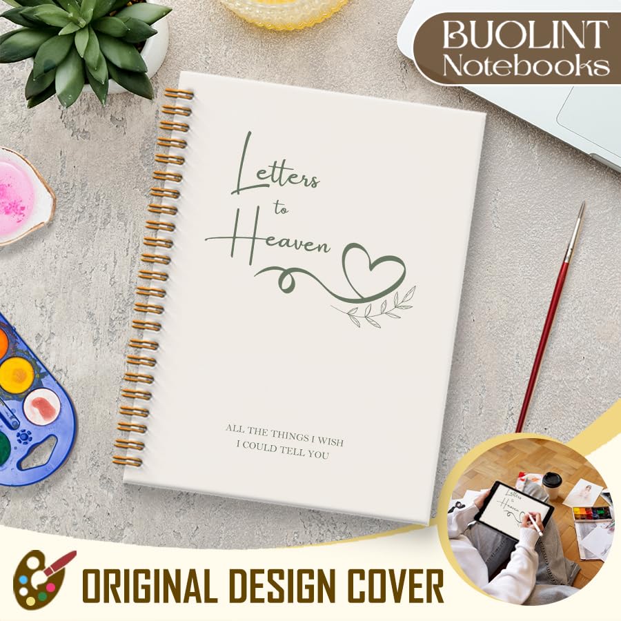 Letters to Heaven Notebook Journal 5.5x8.3, Grief Journal for Women, Memorial Sympathy Gifts for Loss of Loved One, Remembrance Bereavement Gifts Spiral Hardcover Notebook(White) - color: White