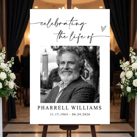 Custom Funeral Welcome Sign with Photo, Celebration of Life Memorial Board, Personalized Outdoor Yard Decoration, Garden Tribute Display, In Loving Memory Keepsake for Family and Loved Ones #11 - color: Version #11