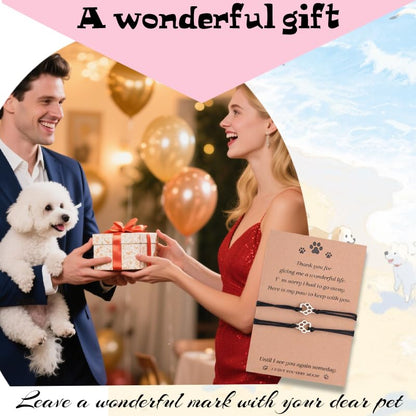 Pet Memorial Bracelet Adjustable Friendship Bracelets for Women Men Pet Sympathy Bracelet for Loss of Cat Dog Sympathy Gift Dog Cat Lovers Remembrance Gifts Matching Bracelets for 2 with Card