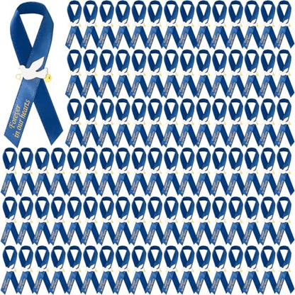Geosar 100 Pcs Dove Funeral Memorial Ribbons Pins Memorial Service Respect Funeral Personalized Ribbon Bow with Safety Pins and White Dove for Mourning Mental Health Awareness Month Gifts(Blue) - color: Blue, style: Pigeon